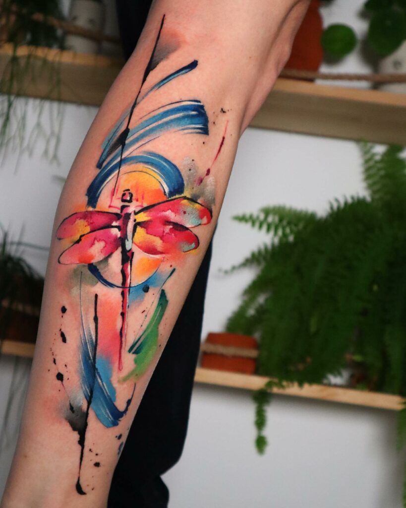 11+ Colorful Dragonfly Tattoo Ideas That Will Blow Your Mind! 11 Watercolor Dragonfly Tattoo Design