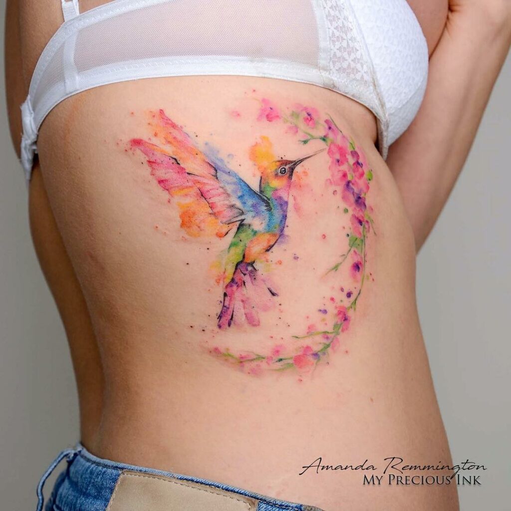11+ Hummingbird Tattoo With Flowers That Will Blow Your Mind! 16 Watercolor Hummingbird Tattoos
