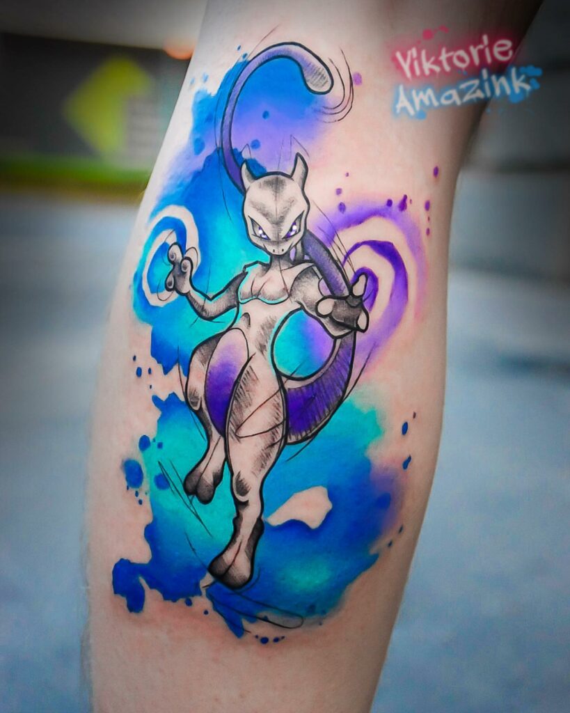 11+ Mewtwo Tattoo Ideas That Will Blow Your Mind! 13 Watercolor Mewtwo Tattoo