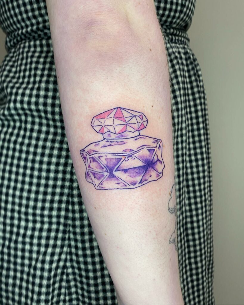 11+ Perfume Tattoo Ideas That Will Blow Your Mind! 20 Watercolor Perfume Ink Design