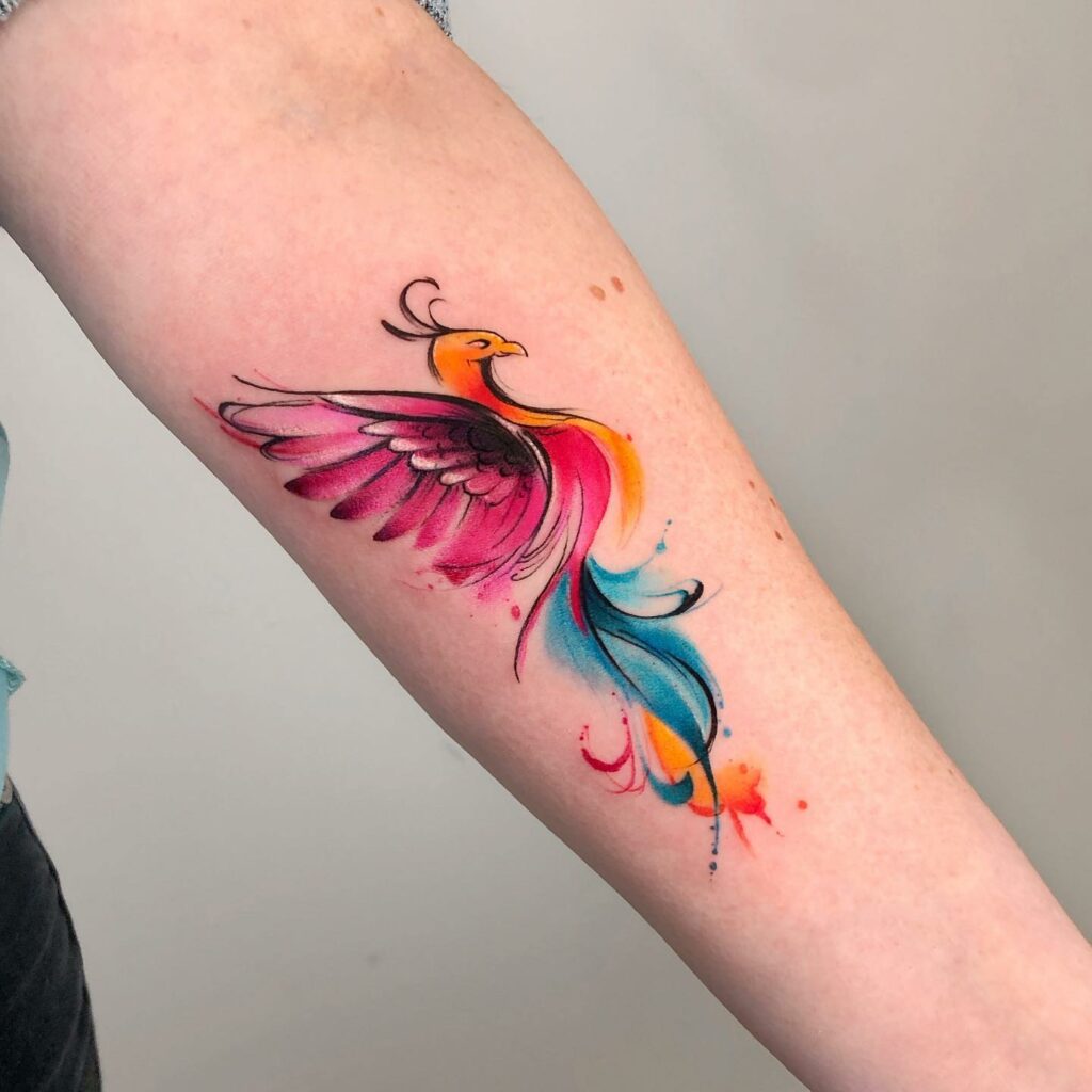 11+ Minimalist Phoenix Tattoo Small Ideas That Will Blow Your Mind! 13 Watercolor Phoenix Tattoo