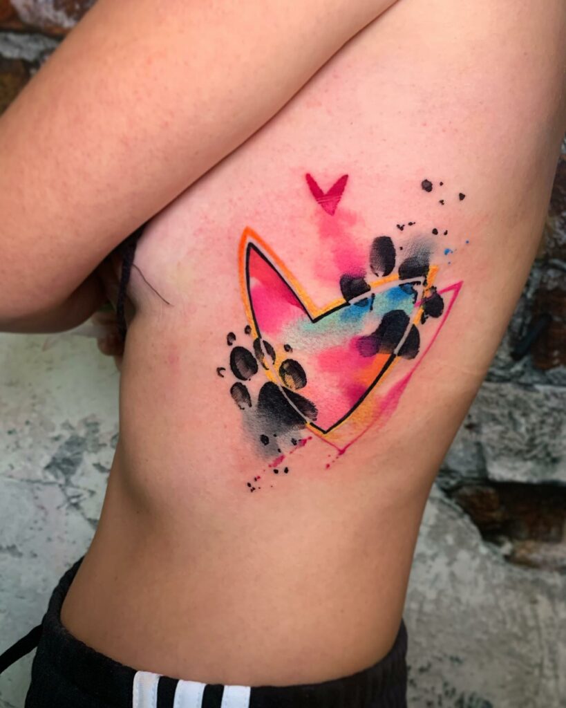 20+ Memorial Paw Print Tattoo Ideas That Will Blow Your Mind! 13 Watercolour Paw Print Pet Memorial Tattoo