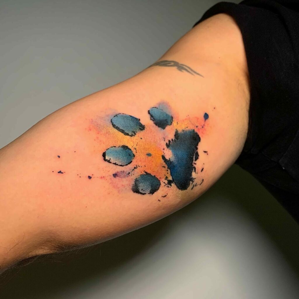 20+ Memorial Paw Print Tattoo Ideas That Will Blow Your Mind! 14 Watercolour Paw Print Pet Memorial Tattoos