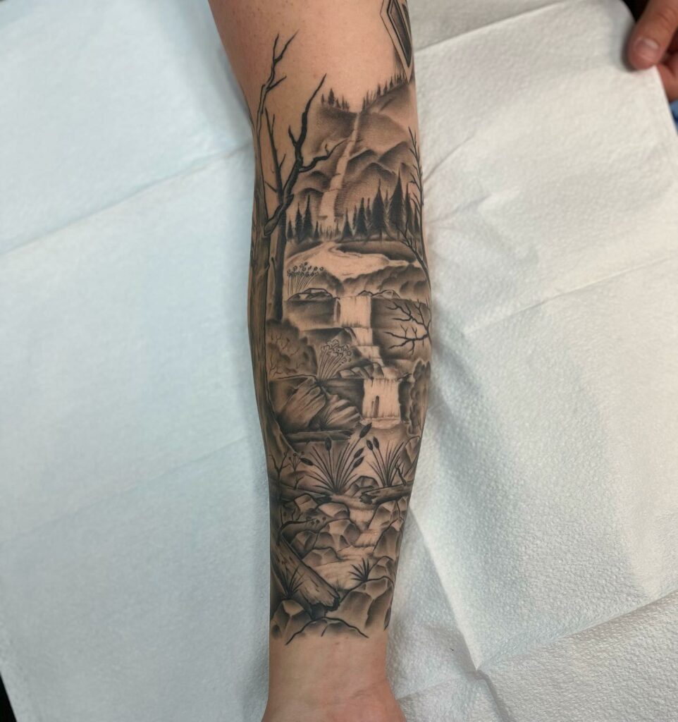11+ Nature Tattoo Sleeve That Will Blow Your Mind! 14 Waterfall Sleeve Tattoo