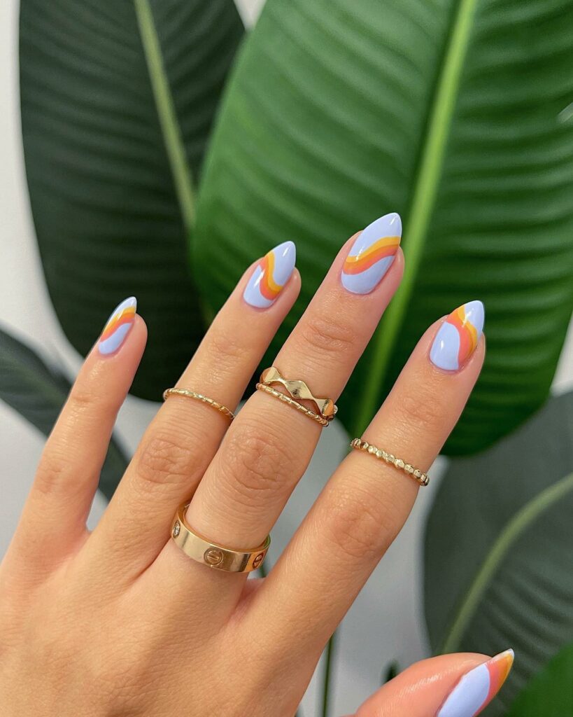 34 Latest Pastel Nail Designs To Try in 2024! 15 Wave pastel nails