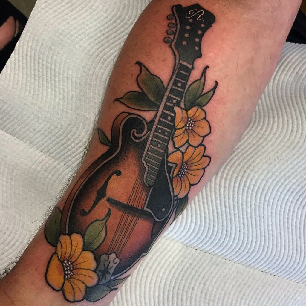 10+ Mandolin Tattoo Ideas That Will Blow Your Mind! 12 Weber Fern Mandolin Flower Tattoo