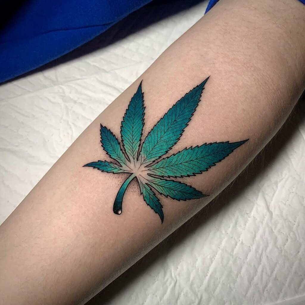 10+ Weed Leaf Tattoo Ideas You Have To See To believe! 19 Weed Leaf Tattoo Outline With Green Shading