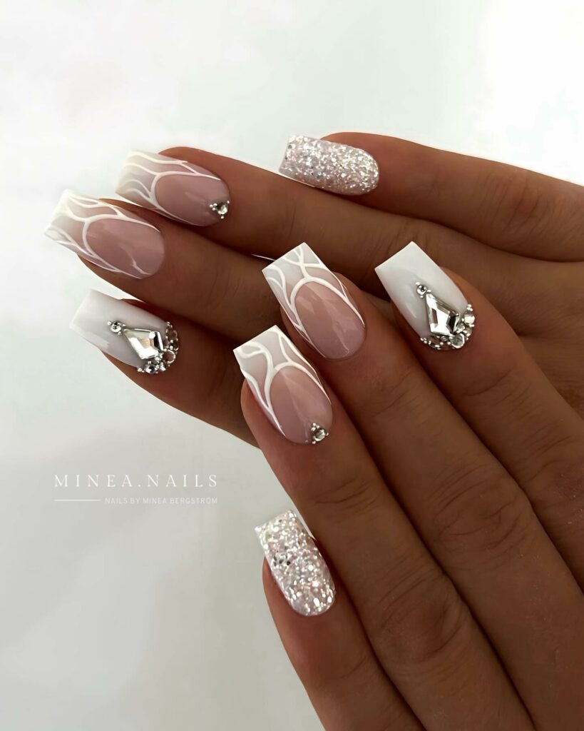 59 White Glitter Nail Designs To Try In 2024! 61 Whimsical Waves