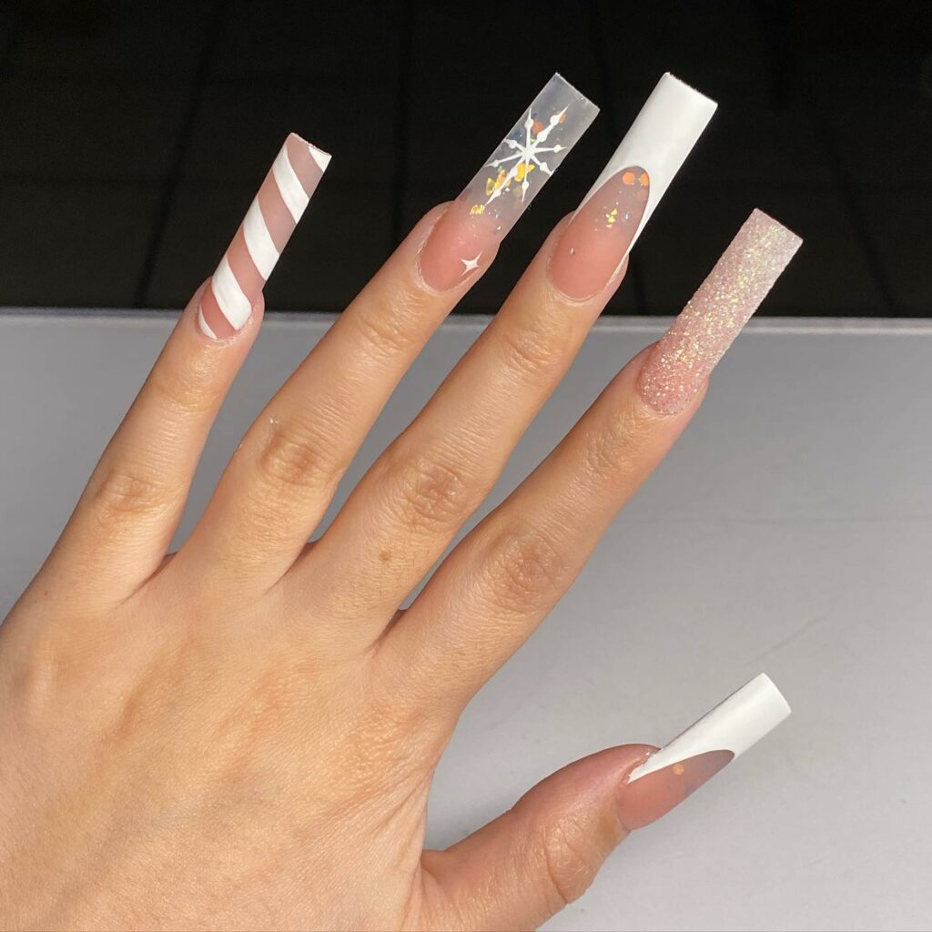 Enjoy 20 Candy Cane Nail Designs in 2024 23 White Acrylic Candy Cane Nails