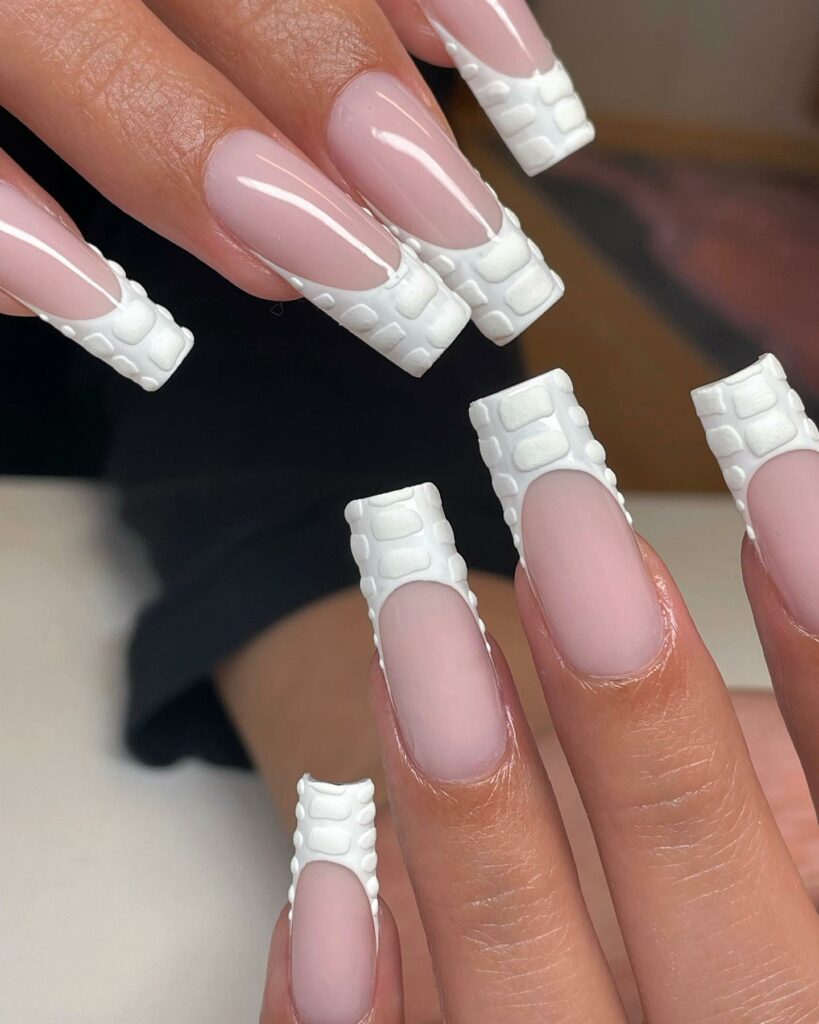 30 Latest Graduation Nail Ideas To Celebrate In Style 13 White Croc nails