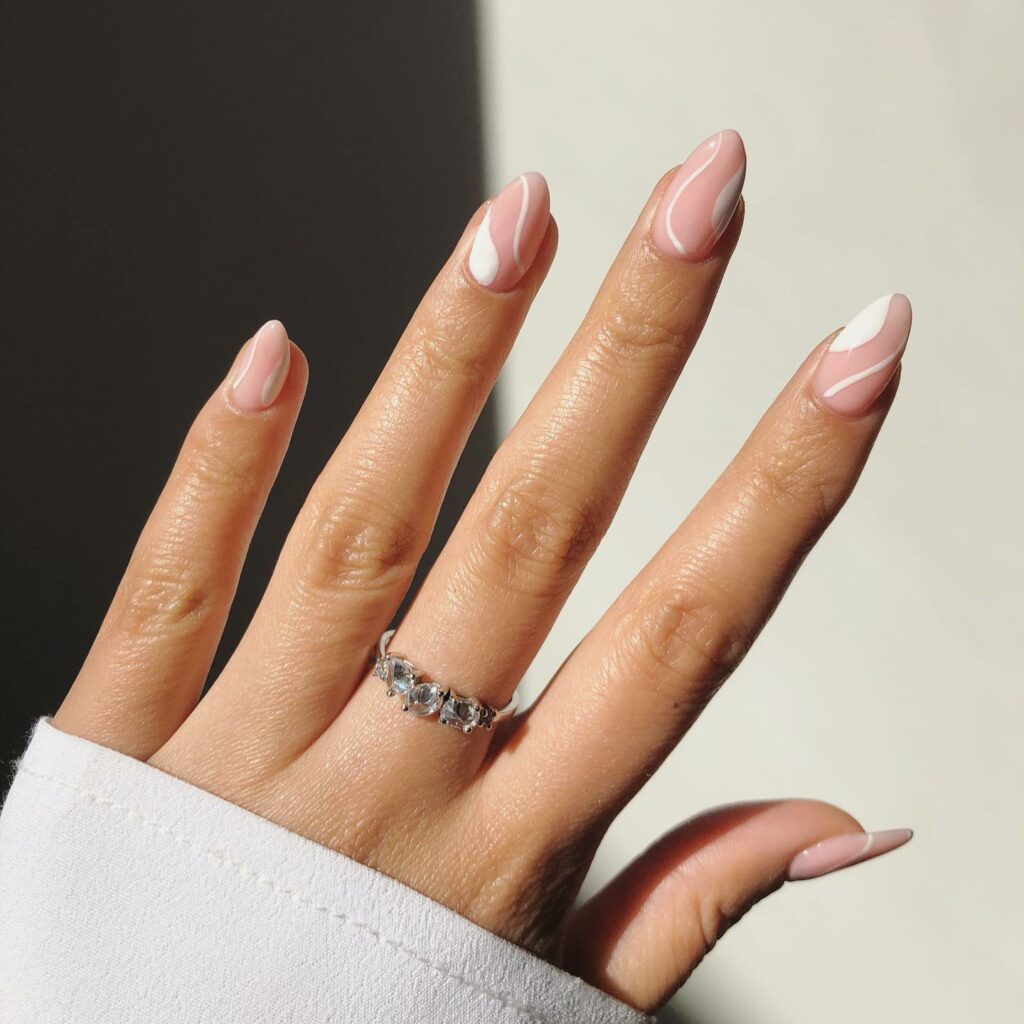 Get Creative with 39 Cute Short Nails Designs for 2024 12 White Swirly Nails
