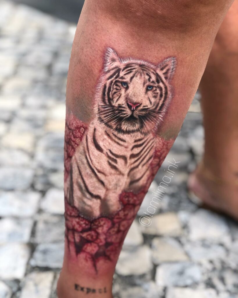 11+ Tiger Leg Tattoo Ideas That Will Blow Your Mind! 14 White Tiger Tattoo