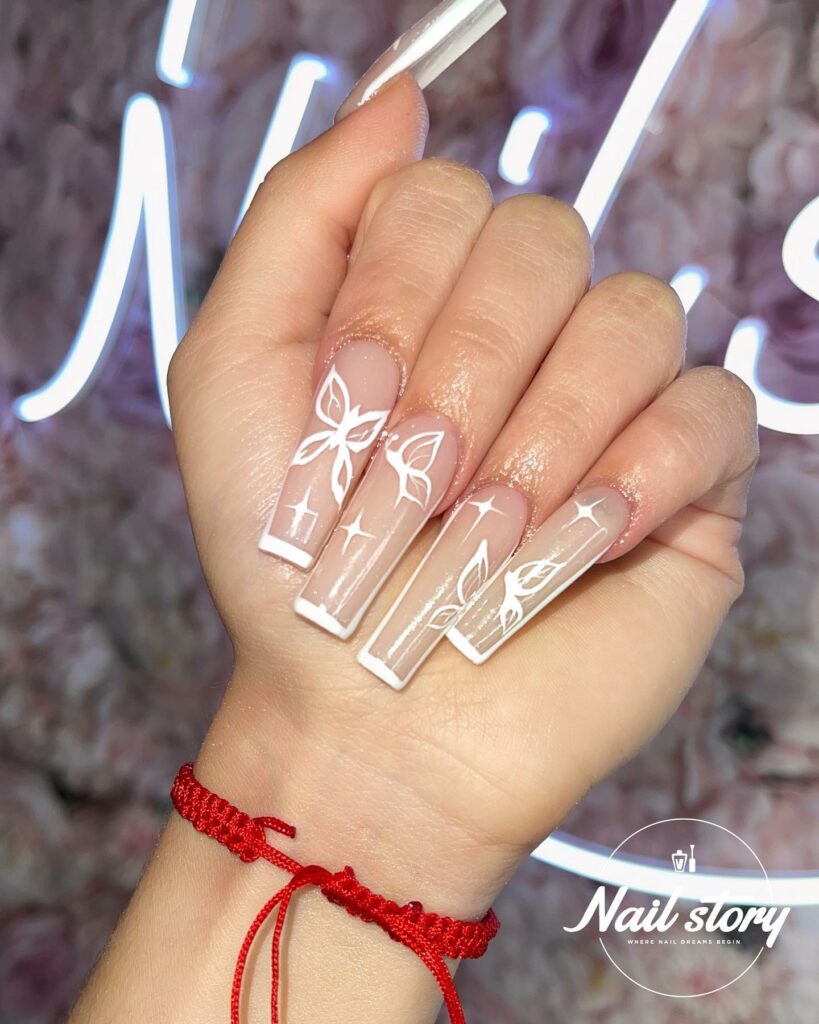 Experiment with 40 Fresh White Tip Nail Ideas for 2024 26 White Tips and Butterflies