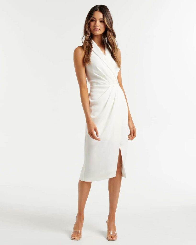 What to Wear to a White Party 14 White Wrap Dress & Heels