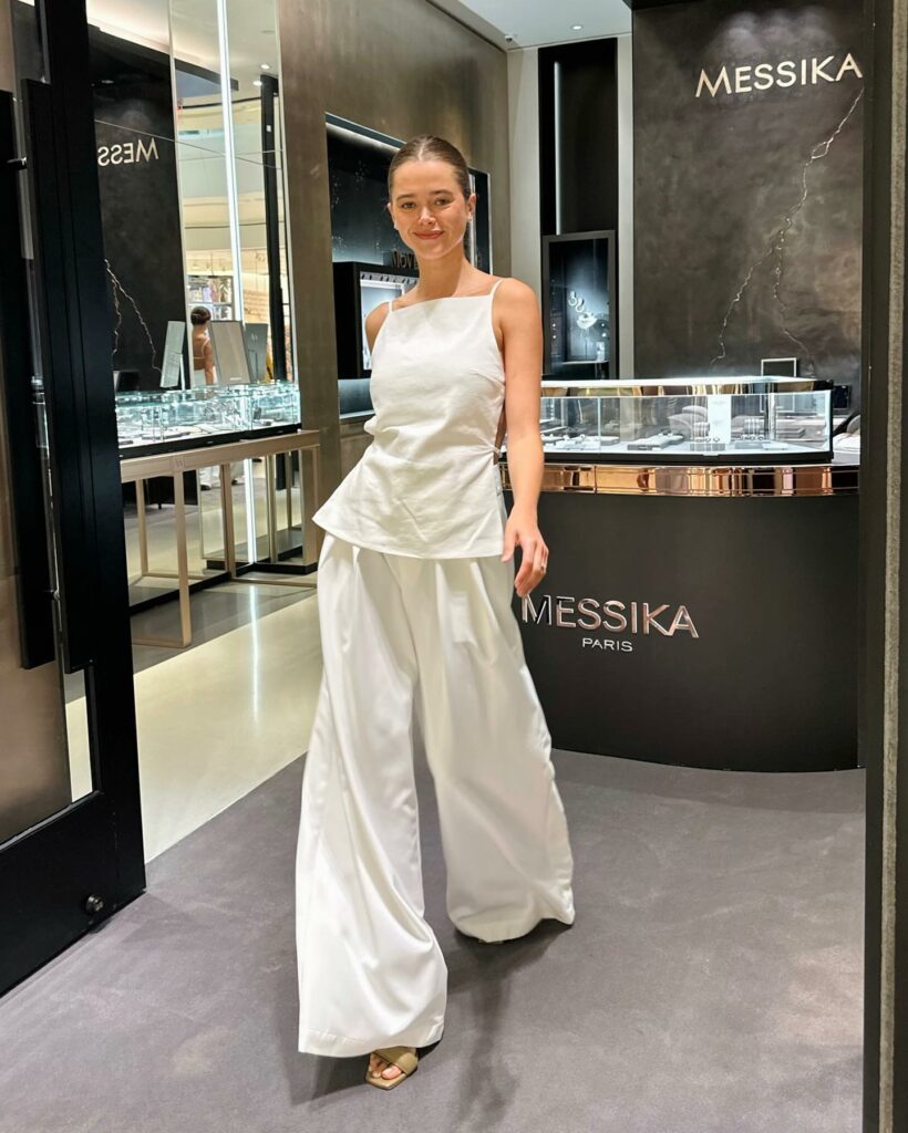 What to Wear to a White Party 17 White Wrap-Front Suit & White Heels