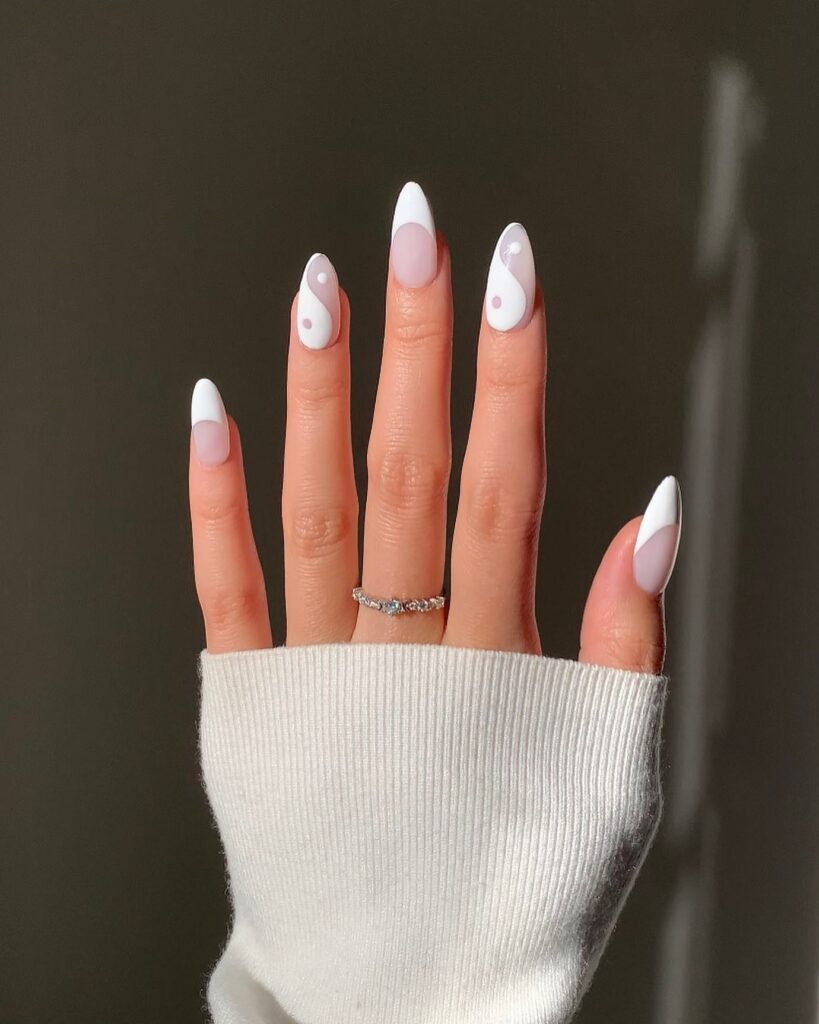 44 Latest White Nail Ideas To Try In 2024! 28 Ying Yang Inspired White Nails