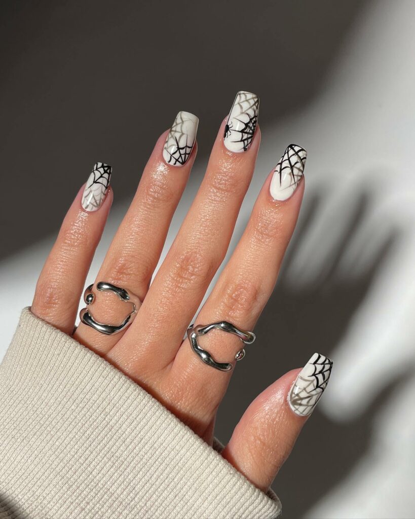 55 Latest Spider Web Nail Designs To Try In 2024! 45 Winter Wonderland