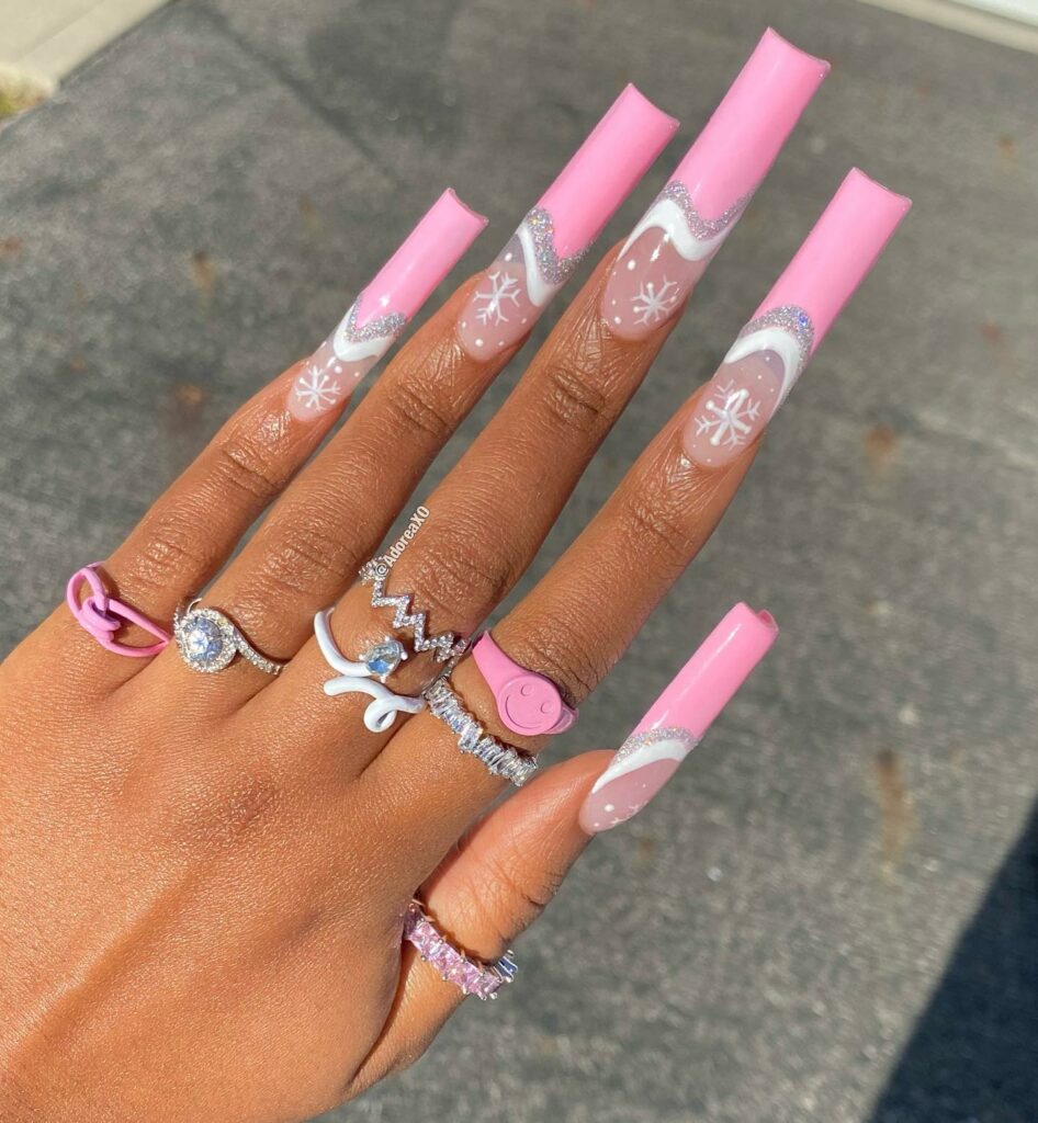 Get Merry with 30 Pink Christmas Nail Ideas in 2024 21 Winter Wonderland Acrylic Pink Christmas Nails