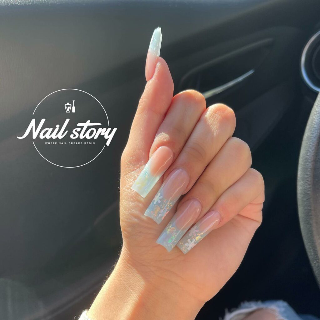 Experiment with 30 Stunning Blue Ombré Nails for 2024 31 Winter blue ombre nails