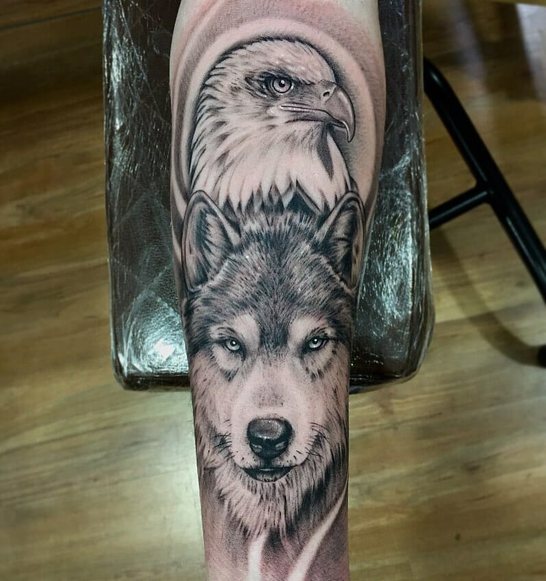 11+ Wolf Tattoo Stencil Ideas That Will Blow Your Mind! 18 Wolf & Eagle Tattoo