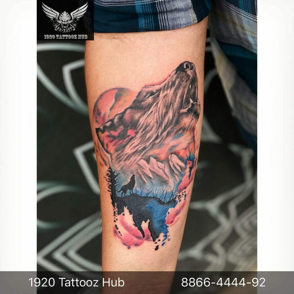 13+ Mountains Tattoos Ideas To Inspire You! 16 Wolf In The Mountain Tattoo