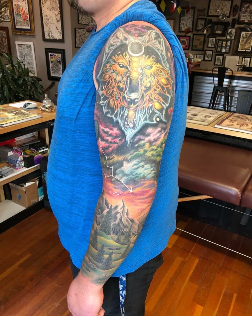 11+ Nature Tattoo Sleeve That Will Blow Your Mind! 13 Wolf Sleeve Tattoo