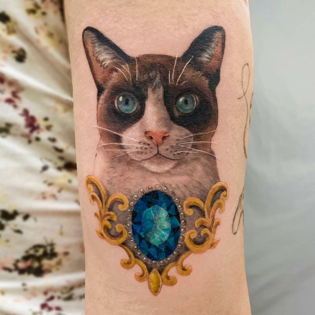 11+ Diamond Tattoo Drawing Ideas That Will Blow Your Mind 15 Women Birthstones And Gem Tattoo With Cat