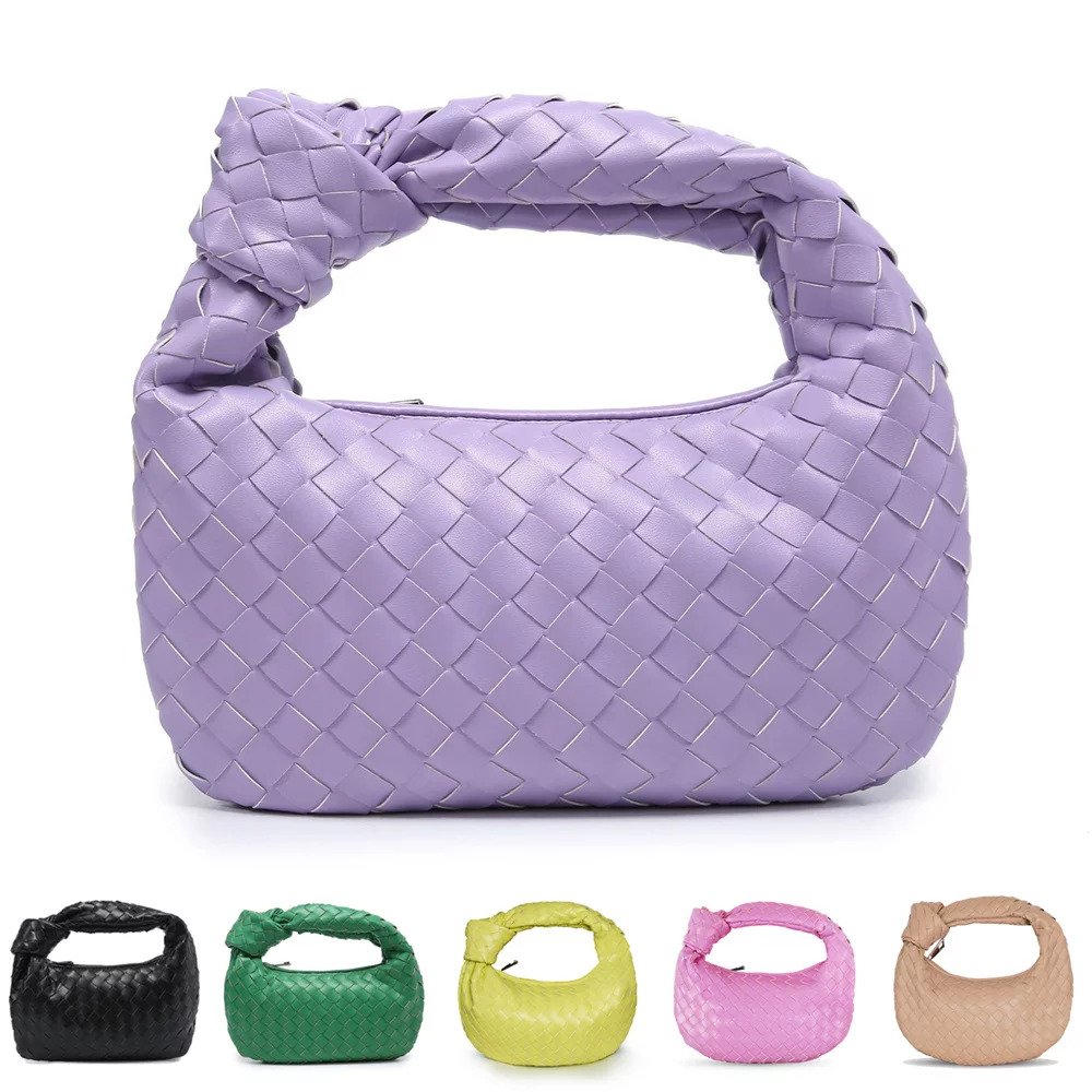 Women Soft PU Leather Woven Handbag
