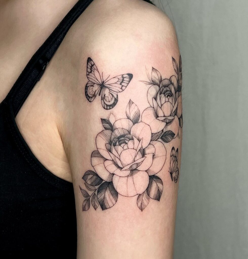 11+ Rose And Butterfly Tattoo Ideas That Will Blow Your Mind! 17 Women's Rose And Butterfly Tattoo