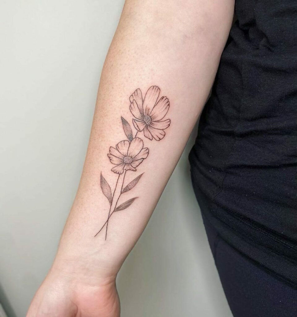 11+ October Birth Flower Tattoo Ideas That Will Blow Your Mind! 20 Wonderful Cosmos Tattoo Designs For Your Arm