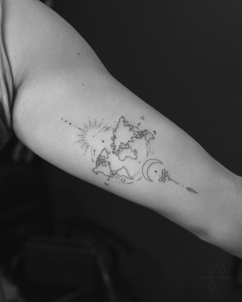 12+ Wanderer Tattoo Ideas To Inspire You! 16 World Map and Compass Tattoo