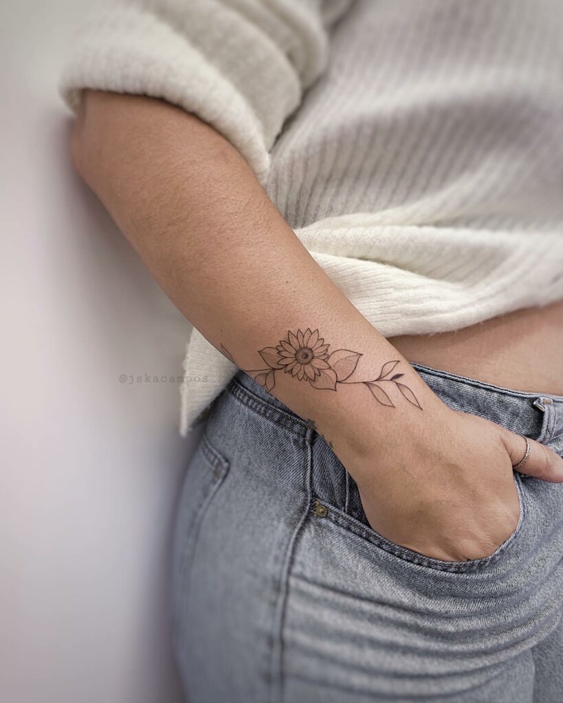 11+ Mini Small Sunflower Tattoo Ideas That Will Blow Your Mind! 18 Wrist Mini Small Sunflower Tattoo Ideas