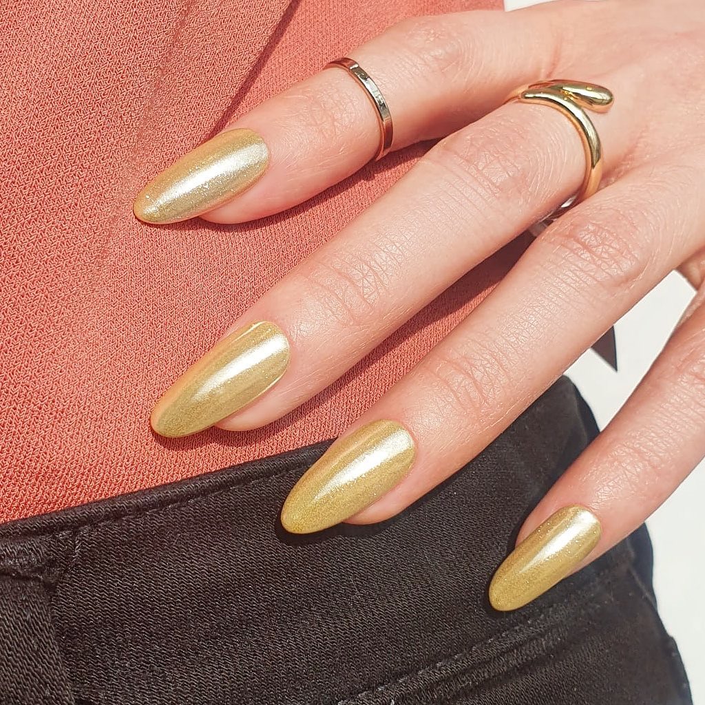 50 Latest February Yellow Nail Designs To Try in 2024! 50 High-Shine Chrome Yellow Nails