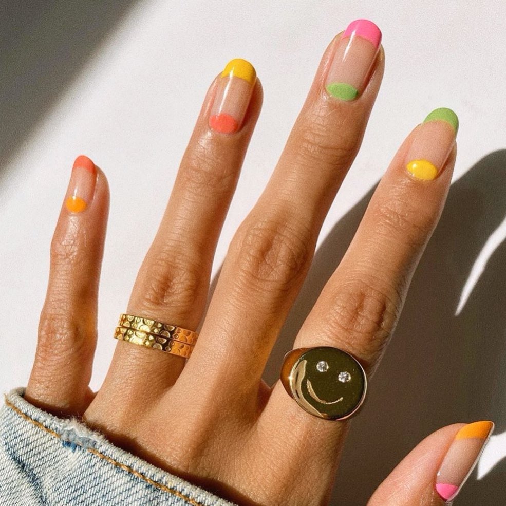 Get Creative with 39 Cute Short Nails Designs for 2024 16 Yellow Moon Nail Design