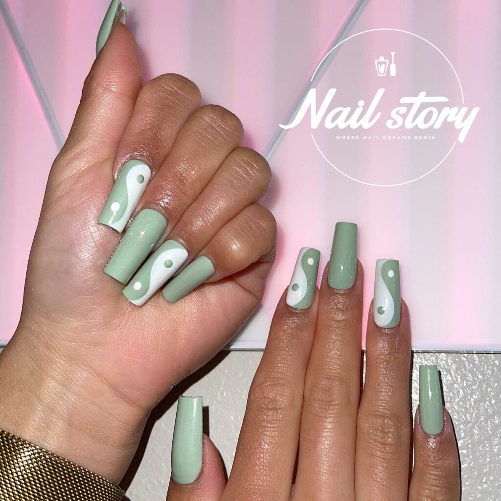 Discover 36 Sage Green Nail Designs To Try in 2024 37 Yin Yang sage green nails