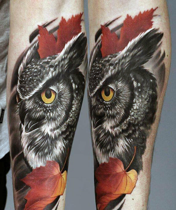 33 Latest Owl Tattoos To Inspire You In 2024! 12 Black & Red Mens Owl Tattoo