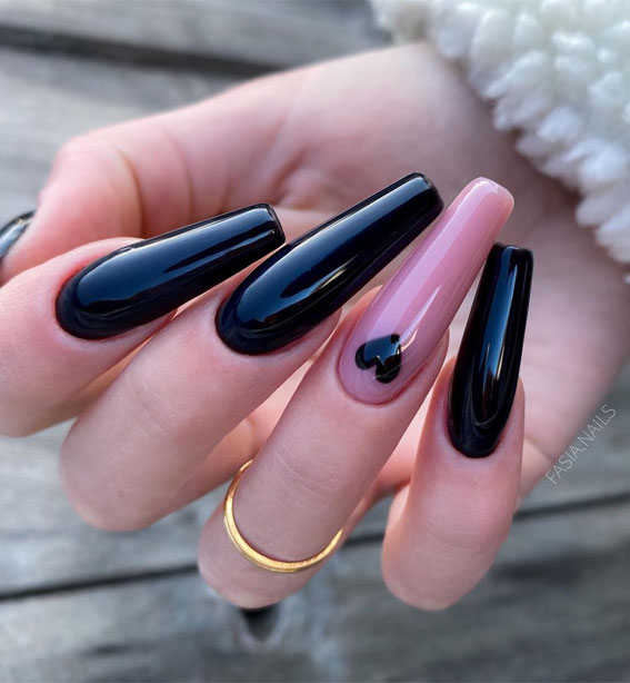 40 Latest Black Coffin Nail Designs To Try In 2024! 19