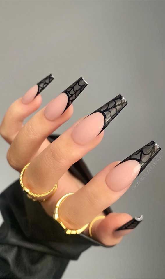 40 Latest Black Coffin Nail Designs To Try In 2024! 18