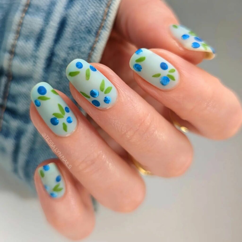 Try Out 40 Simple and Elegant Nail Designs for 2024 17 blueberries nails