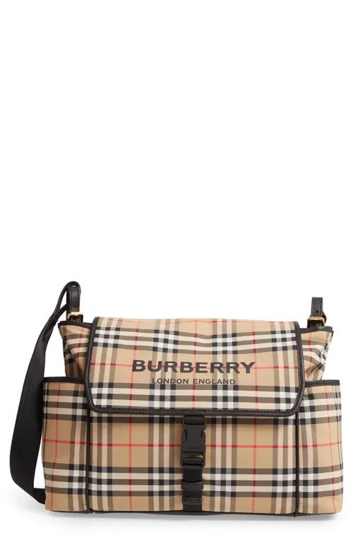 burberry flap check diaper bag