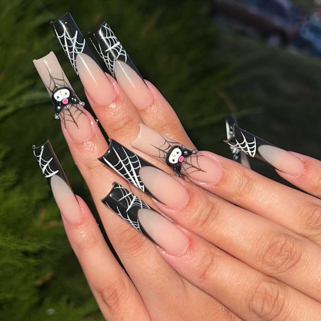 Get Spooky with 33 Black Halloween Nails To Try in 2024 32 colorful spider web nails