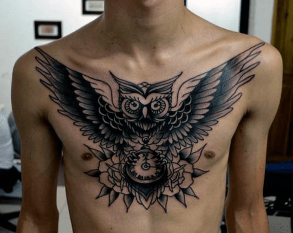 33 Latest Owl Tattoos To Inspire You In 2024! 37 Cool Tribal Chest Owl Tattoo