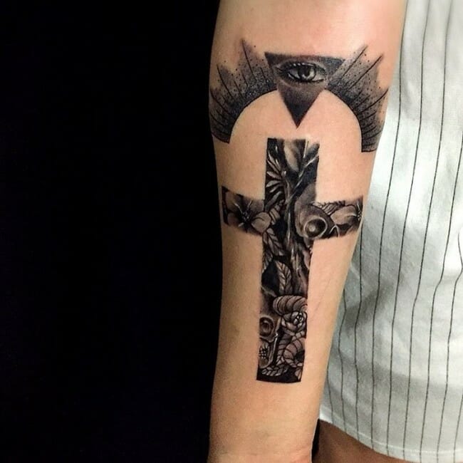 33 Latest Cross Tattoos To Inspire You In 2024! 40 Cross Tattoo With Floral Design