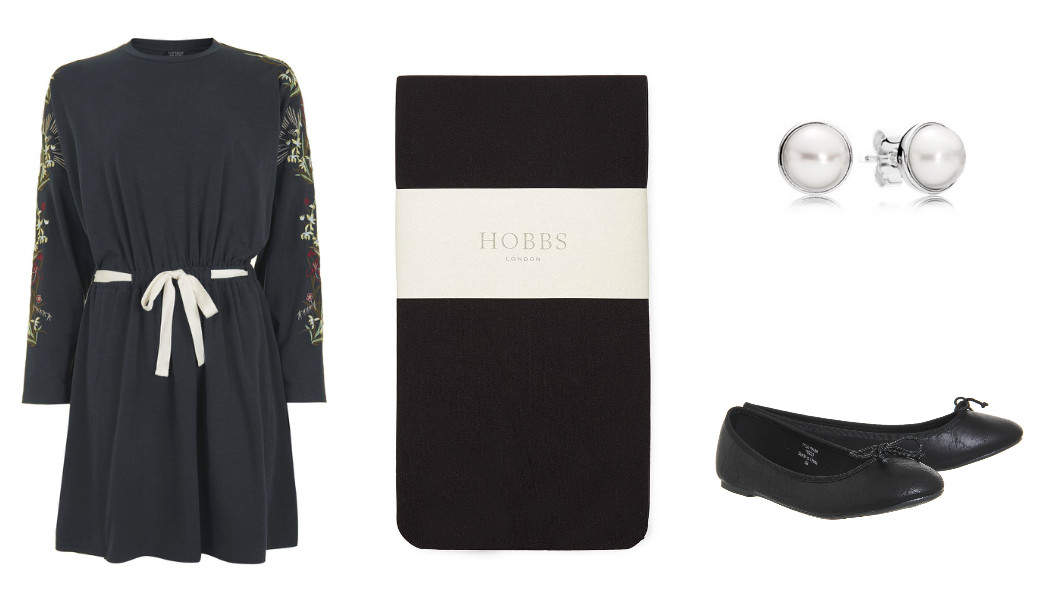 What To Wear For New Year's Eve 16 dress-tights-earrings-flats-outfit New Year's Eve