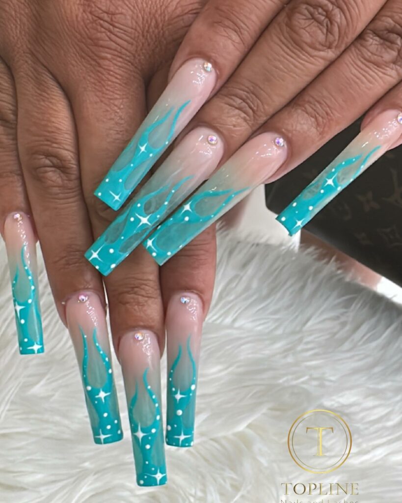 37 Latest Teal Nail Designs To Try In 2024! 42 Sizzling Flames Teal Nails