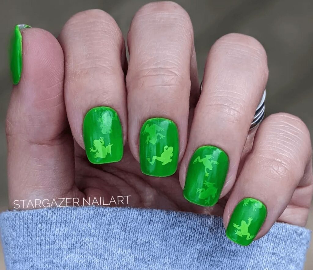 Hop into Fun with 20 Frog Nail Designs in 2024 11 frong nail art