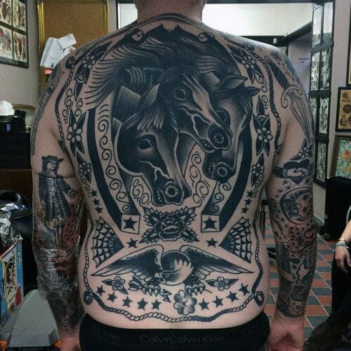 28 Latest Old School Tattoos To Inspire You In 2024! 24 Full Back Horse Tattoo