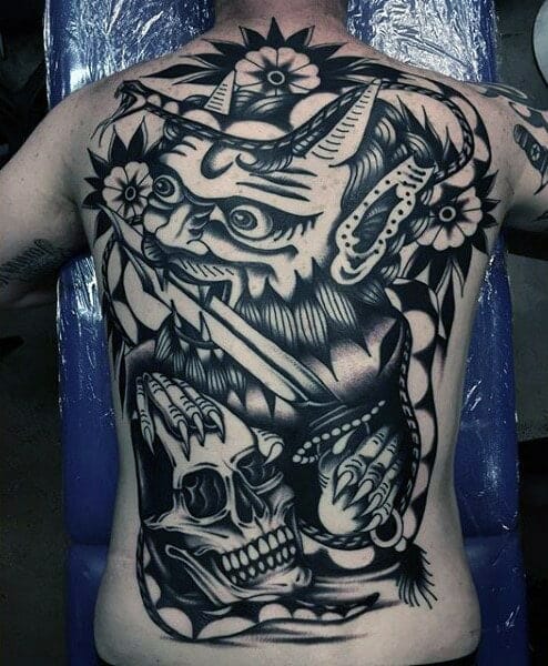 28 Latest Old School Tattoos To Inspire You In 2024! 25 Demons Skull Tattoo