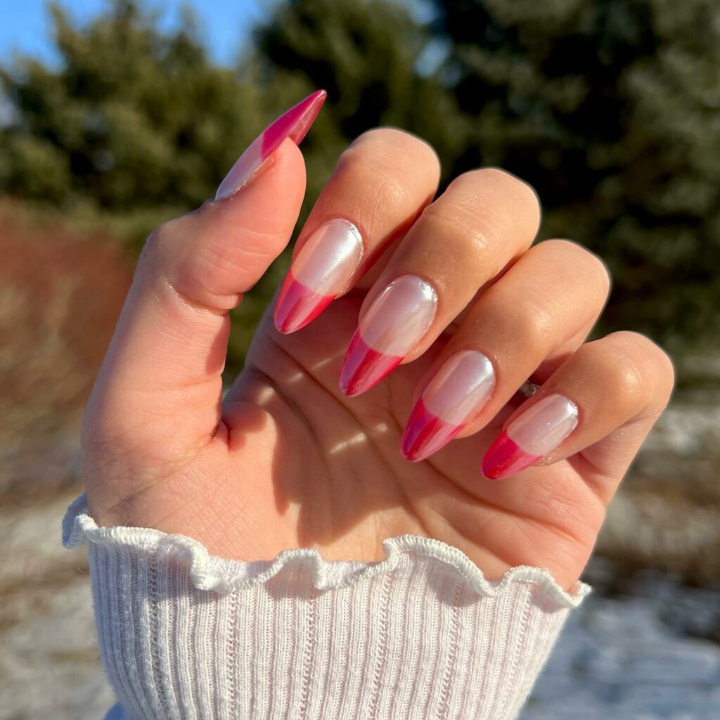 Explore 40 Red French Tip Nail Designs for 2024 18 glazed red french nails