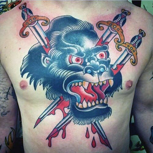 28 Latest Old School Tattoos To Inspire You In 2024! 32 Gorilla Head Tattoo